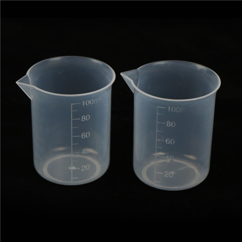2x 100mL Clear Plastic Graduated Measuring Cup Jug Beaker Kitchen Lab Tool Chemistry Learning Stationery Laboratory Supplies