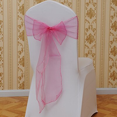 Organza bryllup stole søjler sløjfebetræk stole tyl til arrangementer & fest banket juledekoration mintgrøn: Fushia