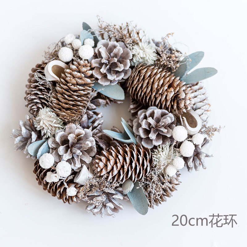 Handmade Christmas christmas Natural dry flowers wreath Snow Wreath wreath dried wreath: 20cm