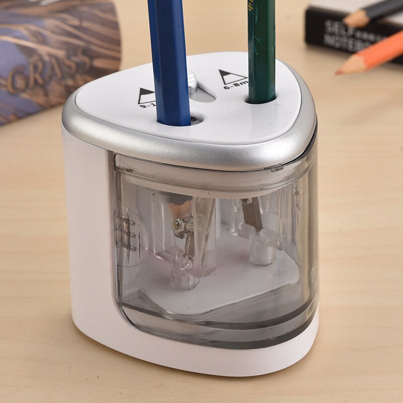 Electric Two Holes Pencil Sharpener Desktop Student Automatic Pencil Sharpeners for Art Painting Stationery Supplies