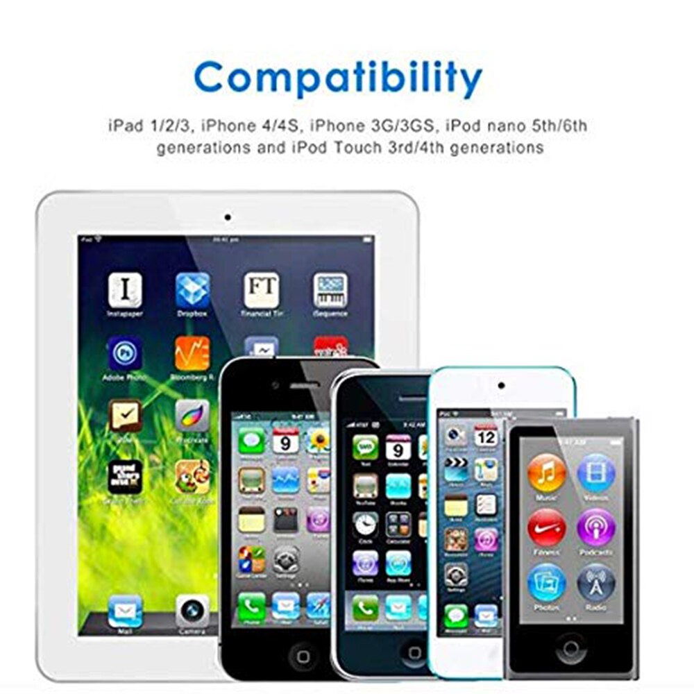 Nyfundas-cabo carregador usb de 30 pinos para apple iphone, carregador para iphone 4, 3 peças, 3gs, ipod nano, ipad 2, 3, iphone 4, 4s, 1m