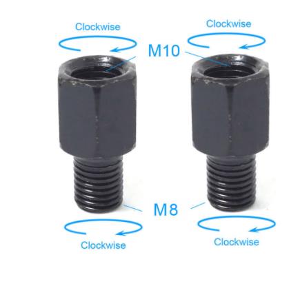 Paar Zwarte Motorfiets Spiegel Adapters M10 10Mm M8 8Mm Achteruitkijkspiegel Spiegels Conversie Bolt Rechtsom Anti-Klok Rechts links Draad: Bruin