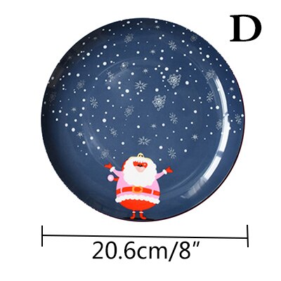 Christmas Dish Ceramic Plate Porcelain Tableware Dinner Set Salad Dish Tray Cake Pastry Fruit Serving Plates Restaurant 8'' 1pcs: DS0155 Plate
