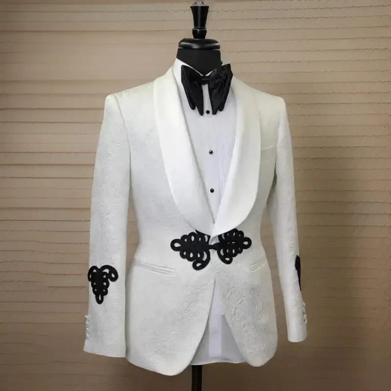 Chaqueta de traje Floral para hombre con botones mandarín, 1 unidad, chaqueta de boda a la , chal ajustado con solapa, chaqueta de traje de estilo africano para hombre