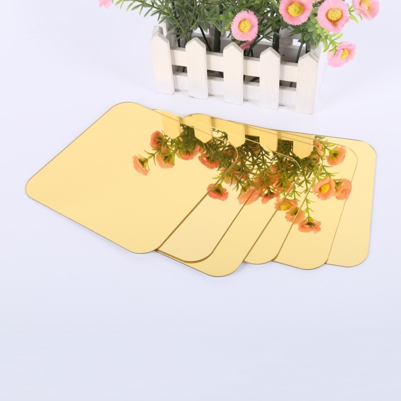 DIY 6 Pcs Square Mirror Tile Obtuse Angle Wall Stickers 3D Decal Mosaic Wallpapers