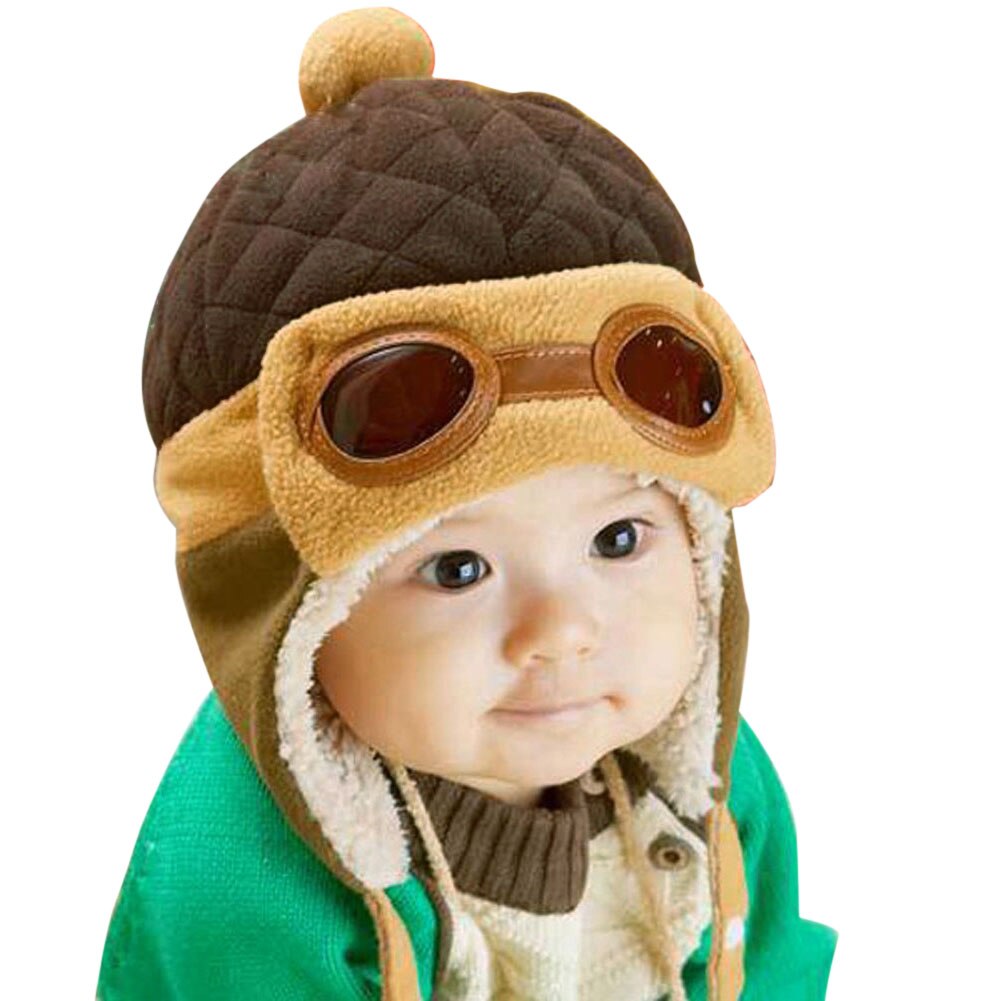 Nette Winter Warme Baby Hüte Kleinkind Kleinkinder Jungen Mädchen Pilot Flieger Warme Mützen Weichen Eargflap Hütte Mützen Kappe Pilot Kappe: Kaffee
