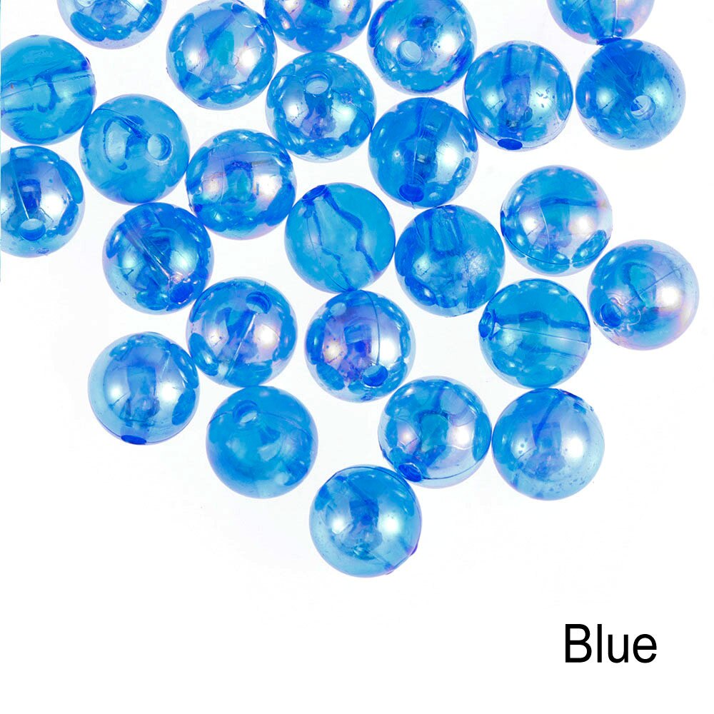 50pcs 8mm Colorful DIY Beads Round Acrylic Handmade Beads with Hole for Craft Making DIY Bracelet Necklace: blue