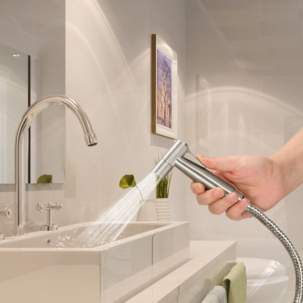 Håndholdt bidet toilet sprøjte, rustfrit stål badeværelse potte bidet sprøjte sæt hygiejne baby klud ble sprøjte rengøringsmiddel