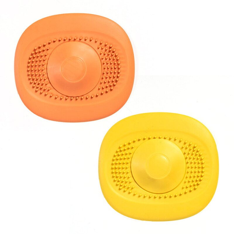 Bathroom Drain Cover Silicone Sink Filter Plug Hair Catcher Bath Stopper Plug Sink Shower Filter Kitchen Accessory: Orange And Yellow