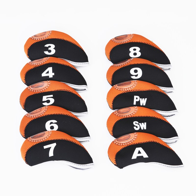 Couvre-tête de Golf Portable, noir, Durable, 10 pièces/ensemble, protection de tête pour Club de Golf, accessoires: Orange