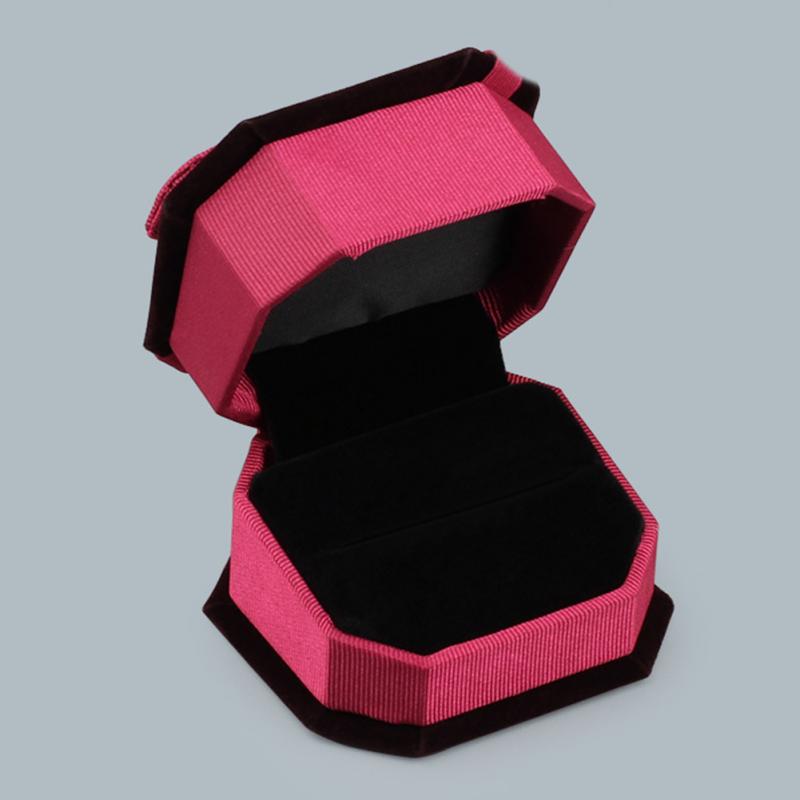 LED Light Wedding Ring Box Holder Marriage Organizer Heart Shape Display Velvet Ring Box Wedding Proposal Jewelry Storage