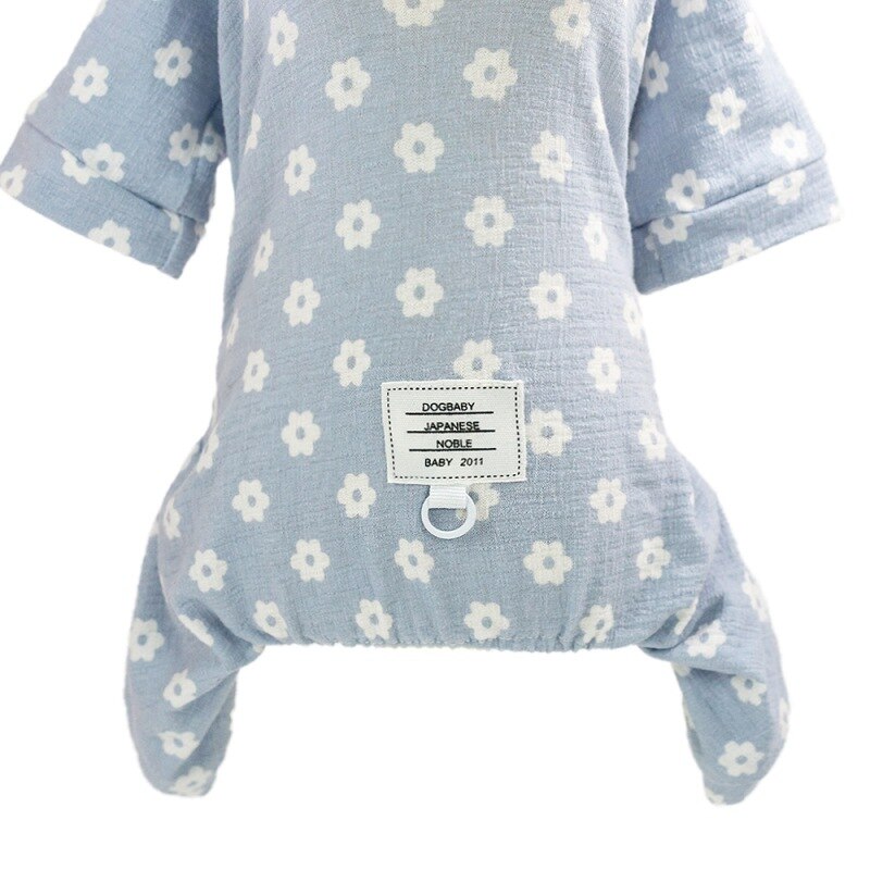 Summer Pet Dog Cotton Pajamas Overalls Daisy Print Pet Clothes Outfit For Small Dogs Soft Leisure Clothes Jumpsuit For Puppy