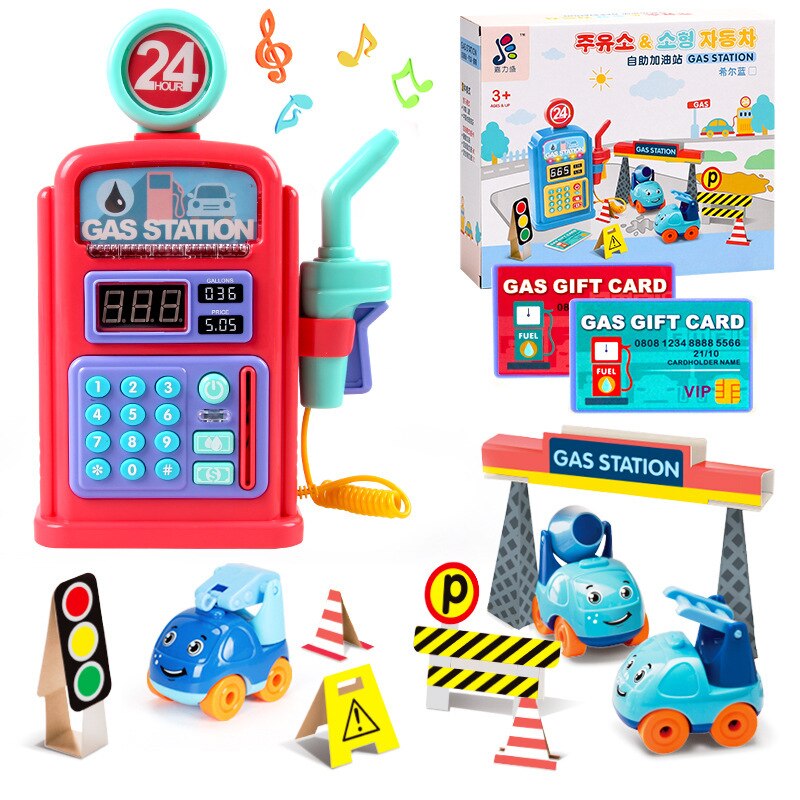 Simulation Gas Station Toy Set Vehicles Kids Educational Toys Gas Station Set Play Accessories For Children With Car