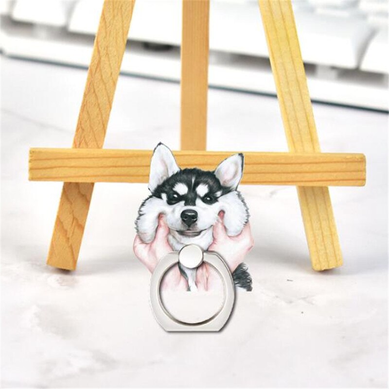 Animals Dog Corgi Pug Cat Finger Ring Phone Stand Holder Car Mobile Phone Holder Stand Suporte Celular For iPhone 11 All Phone: L