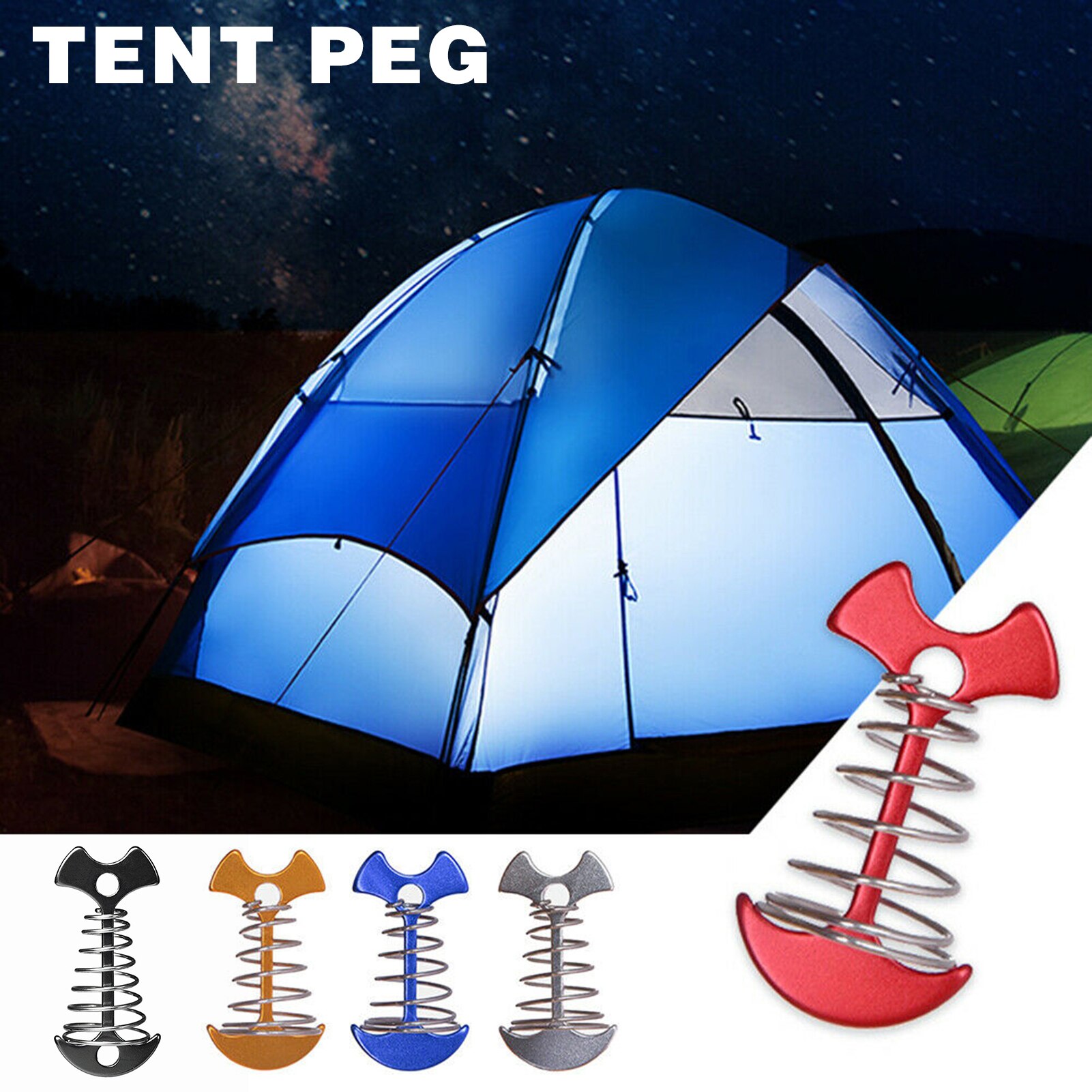 Tent Floor Nail Fish Bone Shape Spring Deck Hook Aluminum Alloy Nail Outdoor Camping Accessory Nails Fasteners