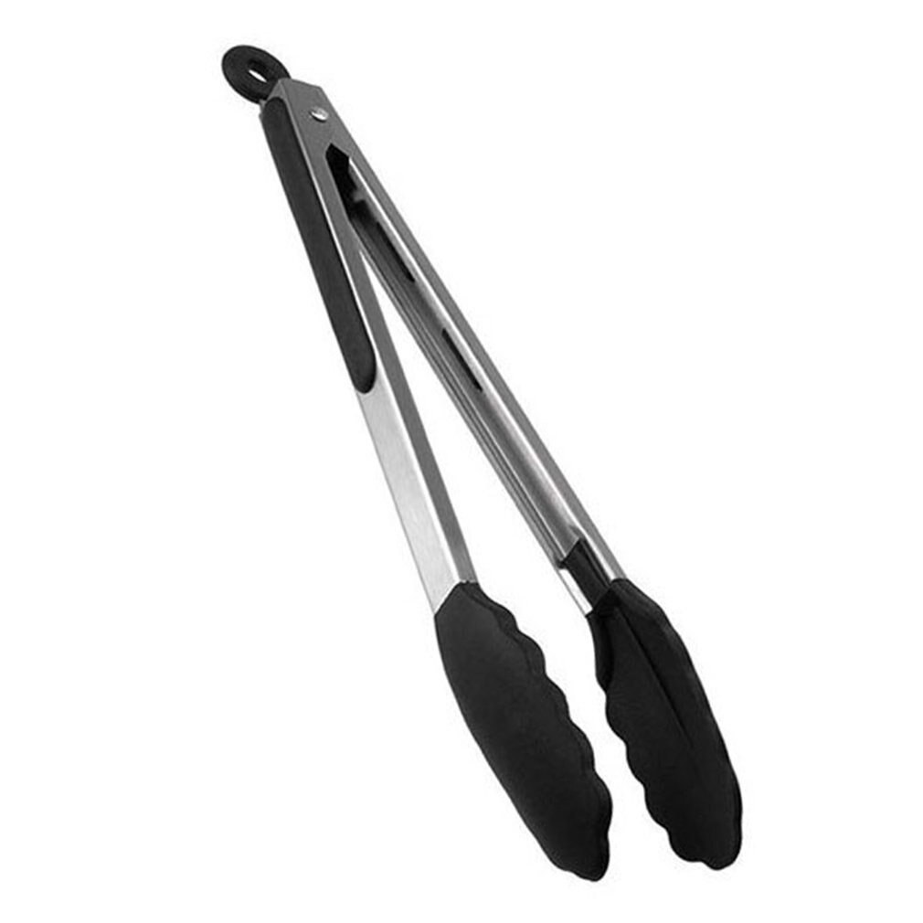 Pinzas metálicas de acero inoxidable para barbacoa, utensilios de cocina para cocinar ensaladas, 7/9/12 pulgadas: Black 9inch
