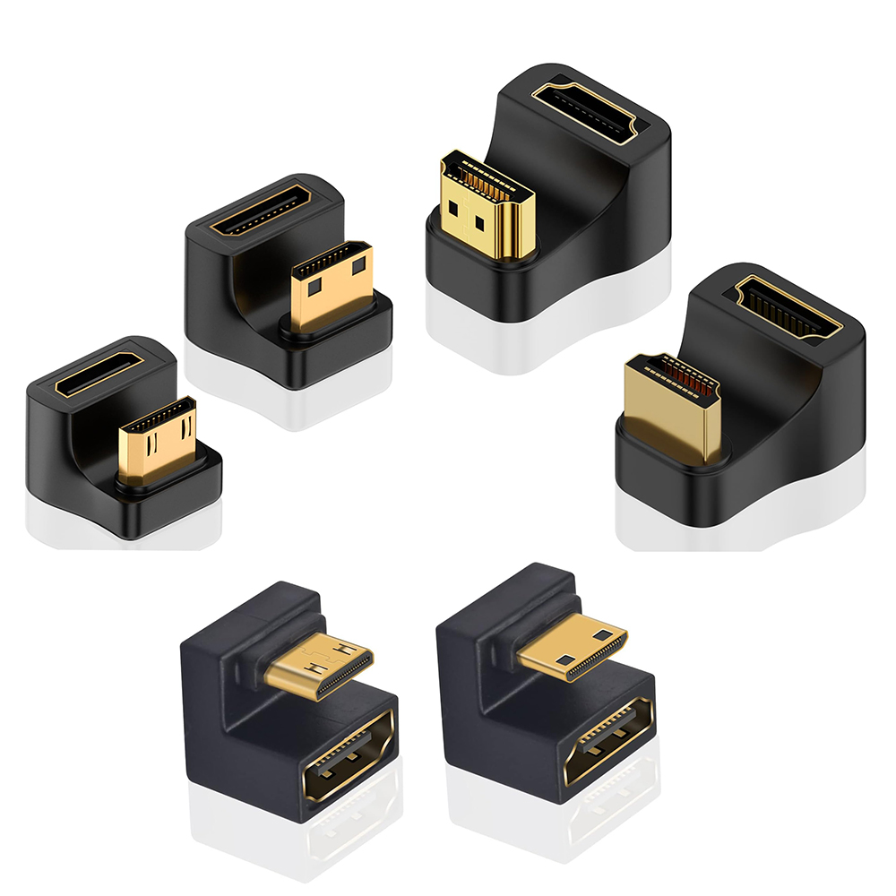 Adaptadores compatibles con HDMI en forma de U UHD 8K, convertidor extensor Mini-HD a HD de ángulo arriba y abajo para Monitor, tableta, videocámara y portátil