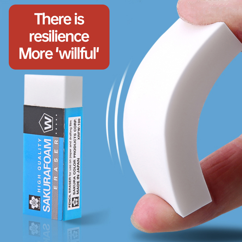 5 stk. sakura skumviskelæder, skitsetegning, kunstviskelæder, ultrarent, elevviskelæder, skoleartikler, leverandør