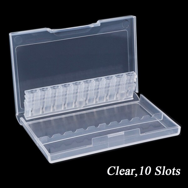 1pcs Nail Drill Bit Storage Box Empty Containers Acrylic Display Holder Milling Cutter Manicure Machine Accessories LA867-1: Clear 10 Slots
