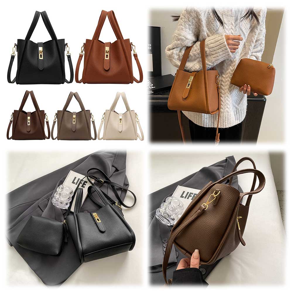 Eimertasche für Damen, Umhängetasche mit Magnetverschluss, PU-Leder, mit Innentasche, Korbtasche, Handtasche für Arbeit, Reisen