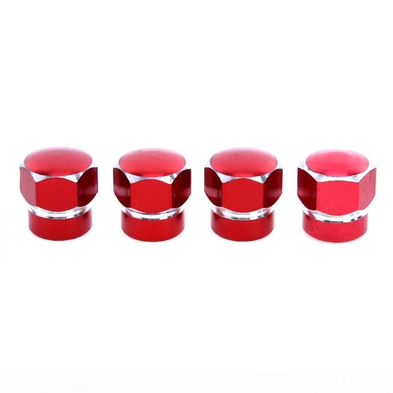 4 stuks aluminium auto wiel band ventieldopjes stofhoezen auto motorfiets luchtdichte ventieldopjes fiets auto styling: Rood