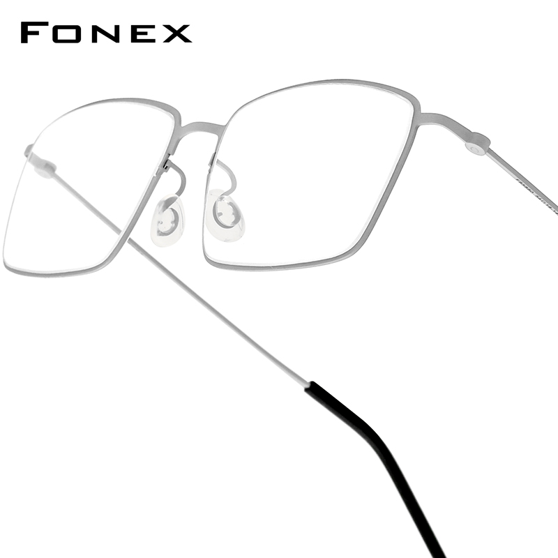 FONEX-Monture de lunettes en titane B pour hommes et femmes, de , montures rondes, poids ultraléger, Morten, lunettes coréennes sans vis: GRIS FONCÉ