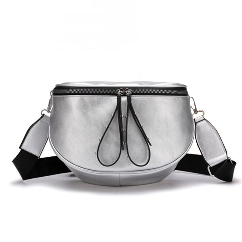 Vintage Small Messenger Bags For Women Semicircle Saddle Poach Shouder Bag Bucket Bags Crossbody Bag Females PU Leather Handbags: Silver