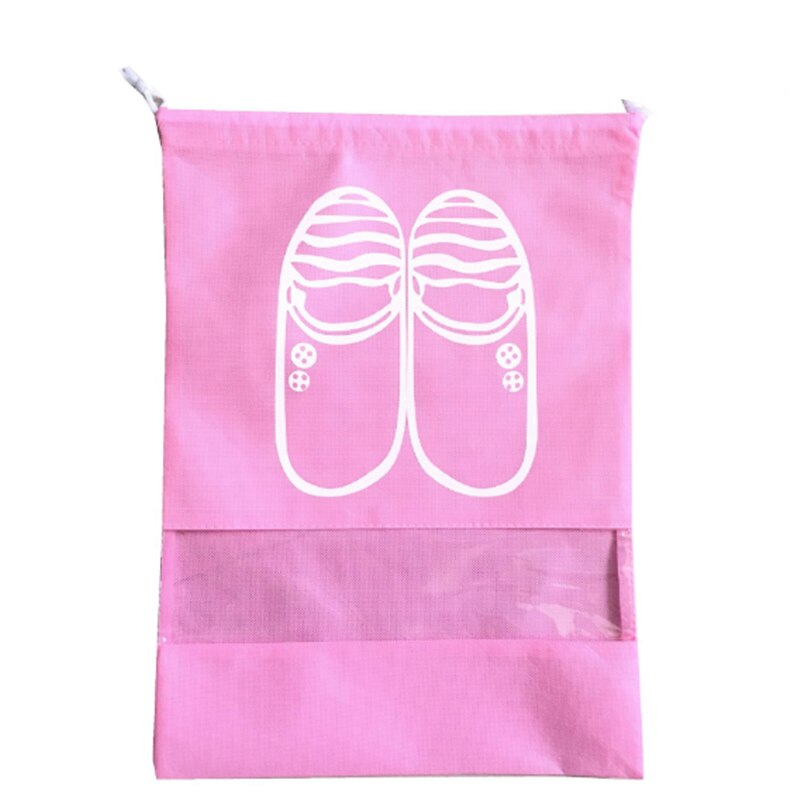 2 Sizes Waterproof Shoes Bags Pouch Women Travel Bag Portable Drawstring Bag Packing Organizer for Men journay Organizador bag: Pink / L