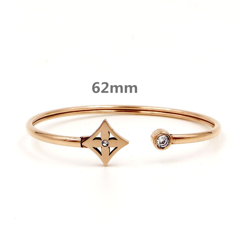 Simple Style Flower Cubic Zirconia Cuff Bangles Female Accessories Stainless Steel Small Bracelets Bangles Baby Girl Jewelry