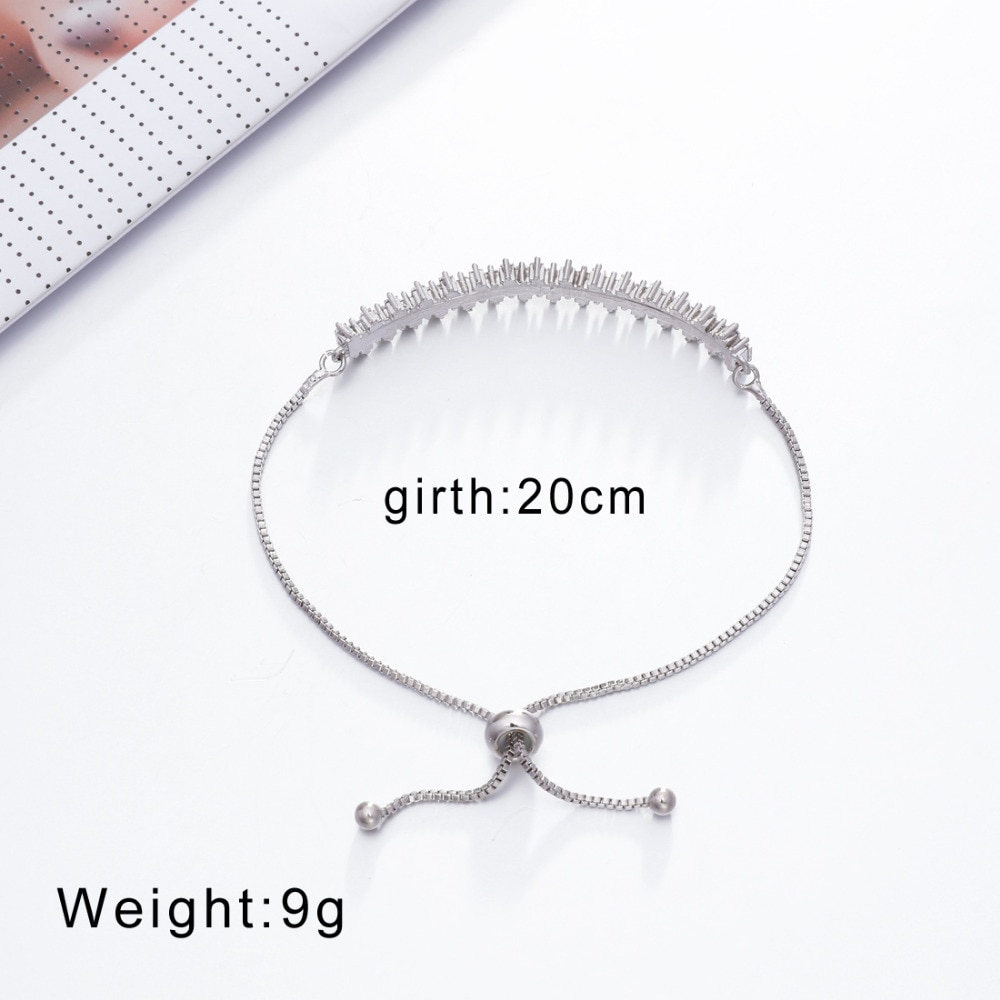 Cute Cubic Zirconia Charm Bracelets for Women Gold Silver Color Chain Crystal Bracelet Bangle Adjustable Femme Jewelry Femme