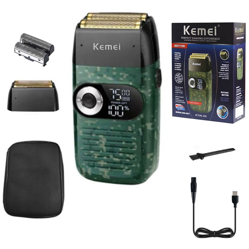 Kemei Barber Pro Haar Elektrorasierer für Männer Drei-Gang-Motor Bart nass trocken Elektrorasierer waschbare Glatze Rasiermaschine