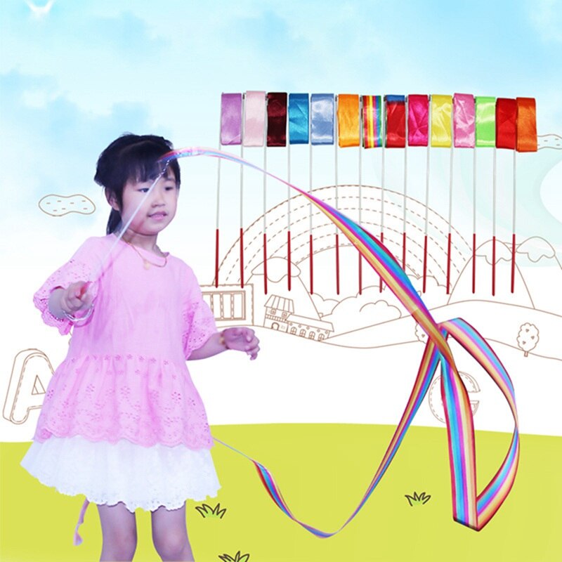 2M/4M Gymnastic Ballet Streamer Colorful Gym Ribbons Dance Ribbon Rhythmic Art Twirling Rod Stick For Gym Training