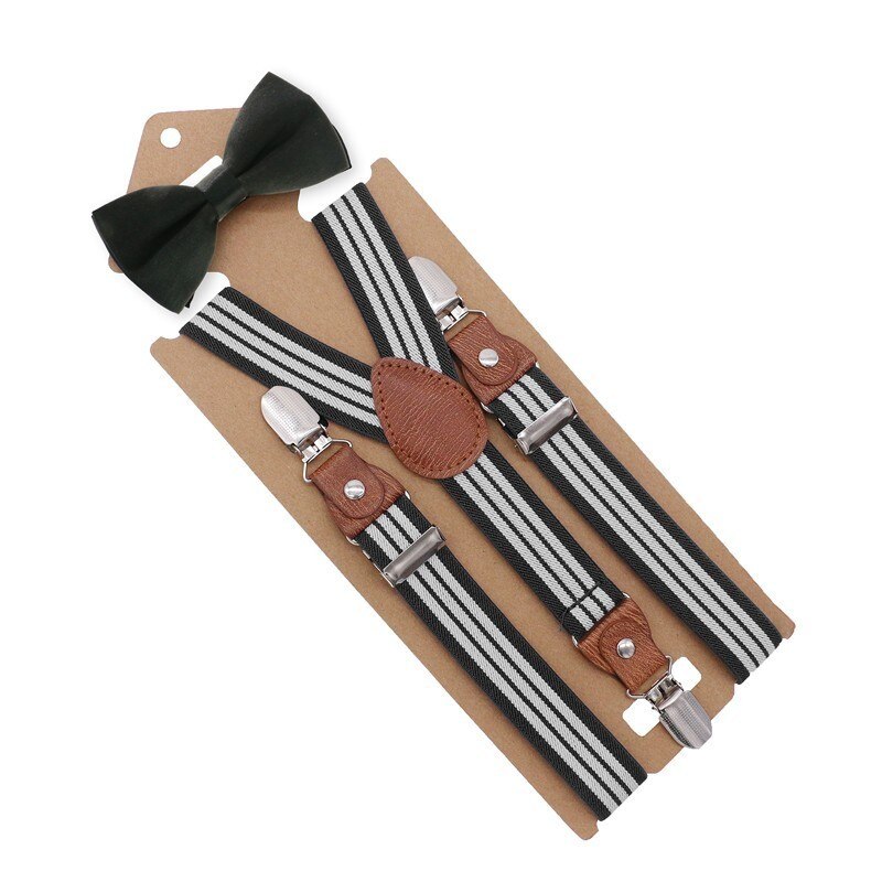 Boys Girls Kids Adjustable Elastic Y-back Braces Baby Suspenders Bow Tie Set Butterfly Necktie Wedding Ring Bear: 24