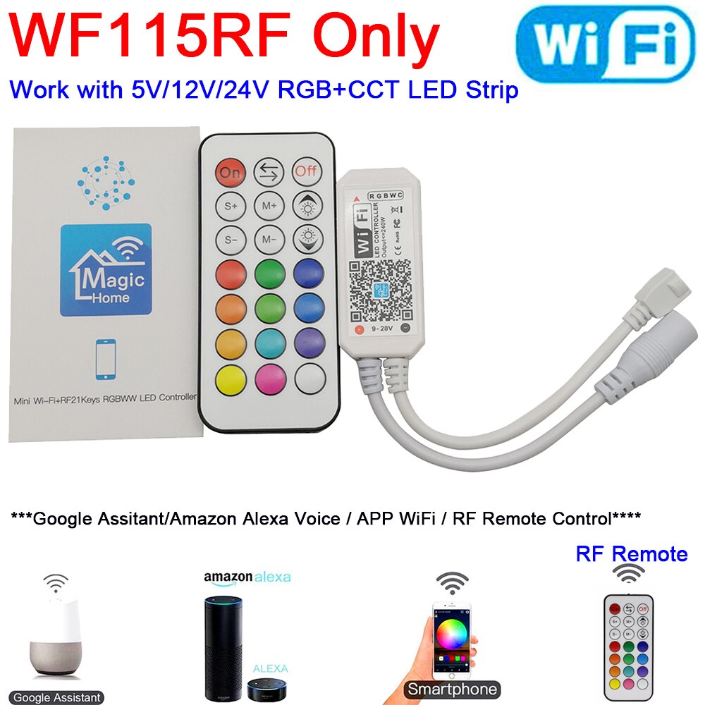 Magic Home-controlador de tira LED para teléfono inteligente, RGB, RGBW, Bluetooth, Control RF/infrarrojos, Control remoto por voz, Alexa y Google
