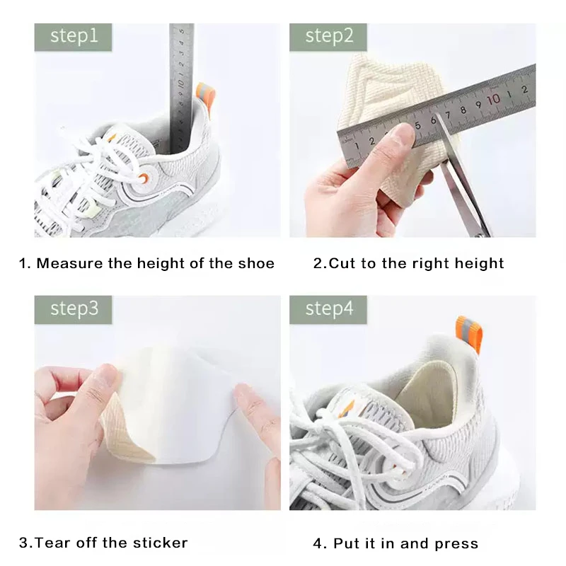 Plantillas adhesivas para zapatos de deporte, 4 Uds., alivio del dolor, almohadilla antidesgaste para pies, Protector de cojín ajustable, plantilla adhesiva trasera