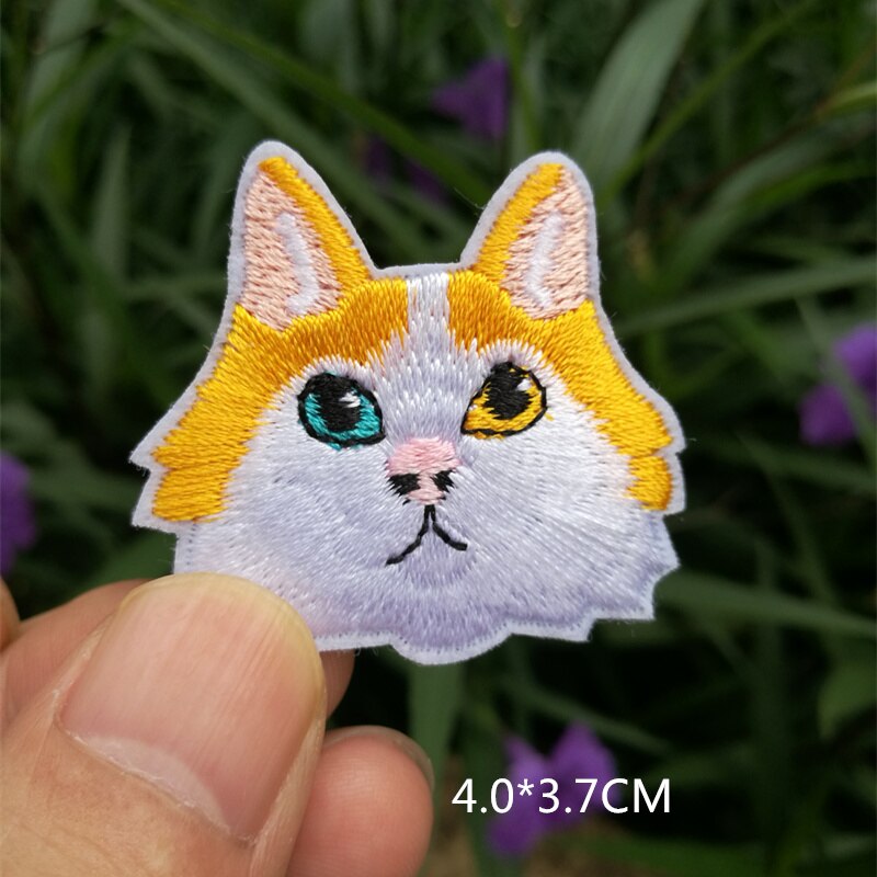 Computer embroidered badge cute little cat animal head embroidered cloth sticker decorative patch sticker: 2