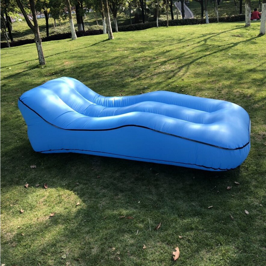 Inflatable Sofa Nylon Single Layer Fast Inflatable Sofa Outdoor Camping Inflatable Bed Camping Bed: sky blue