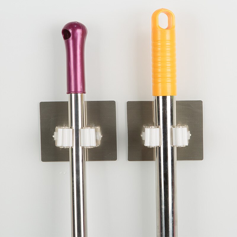 Pince à balai adhésive pour montage mural, support de salle de bain, outils ménagers, fournitures de vie, 2 pièces