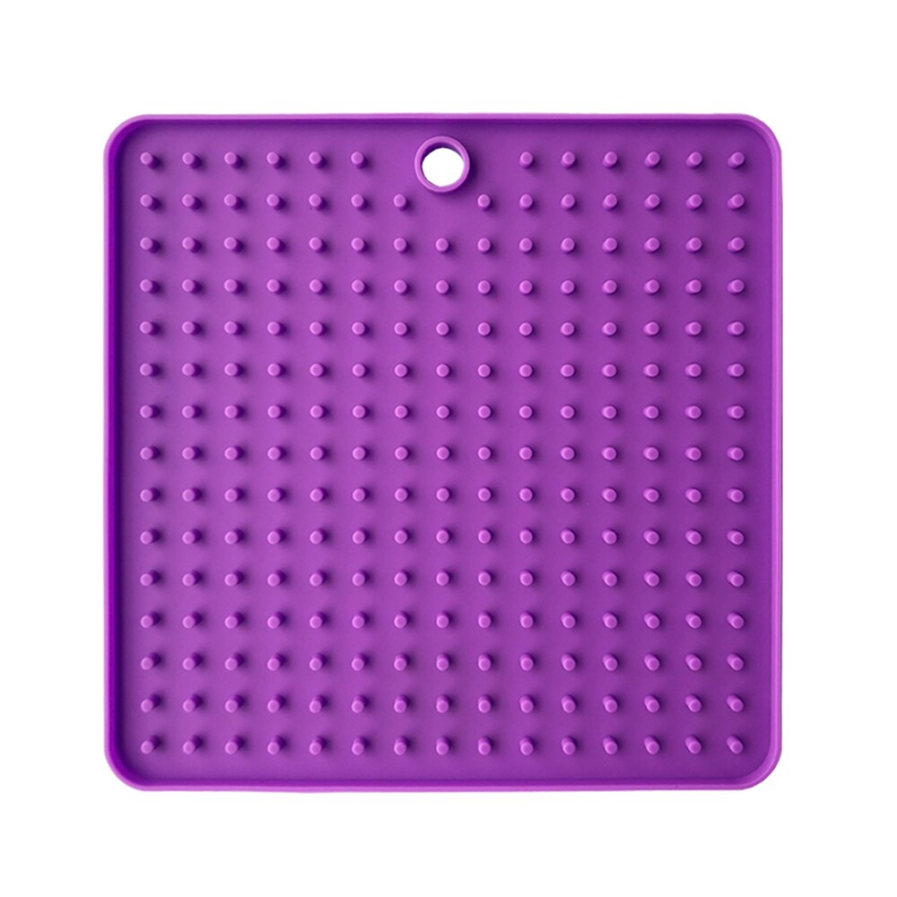 Mat Voor Hond Feeding Kom Siliconen Hond Voeden Lick Pad Hond Feeder Behandelen Doseren Mat Honden Katten Slow voedsel Bowls #15: square purple
