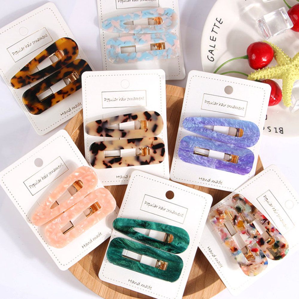 2Pcs Acrylic Resin Hollow Alligator Hair Clips For Women Girls Water Shape Hair Pins Hairgrips Geometric Hair Accessories