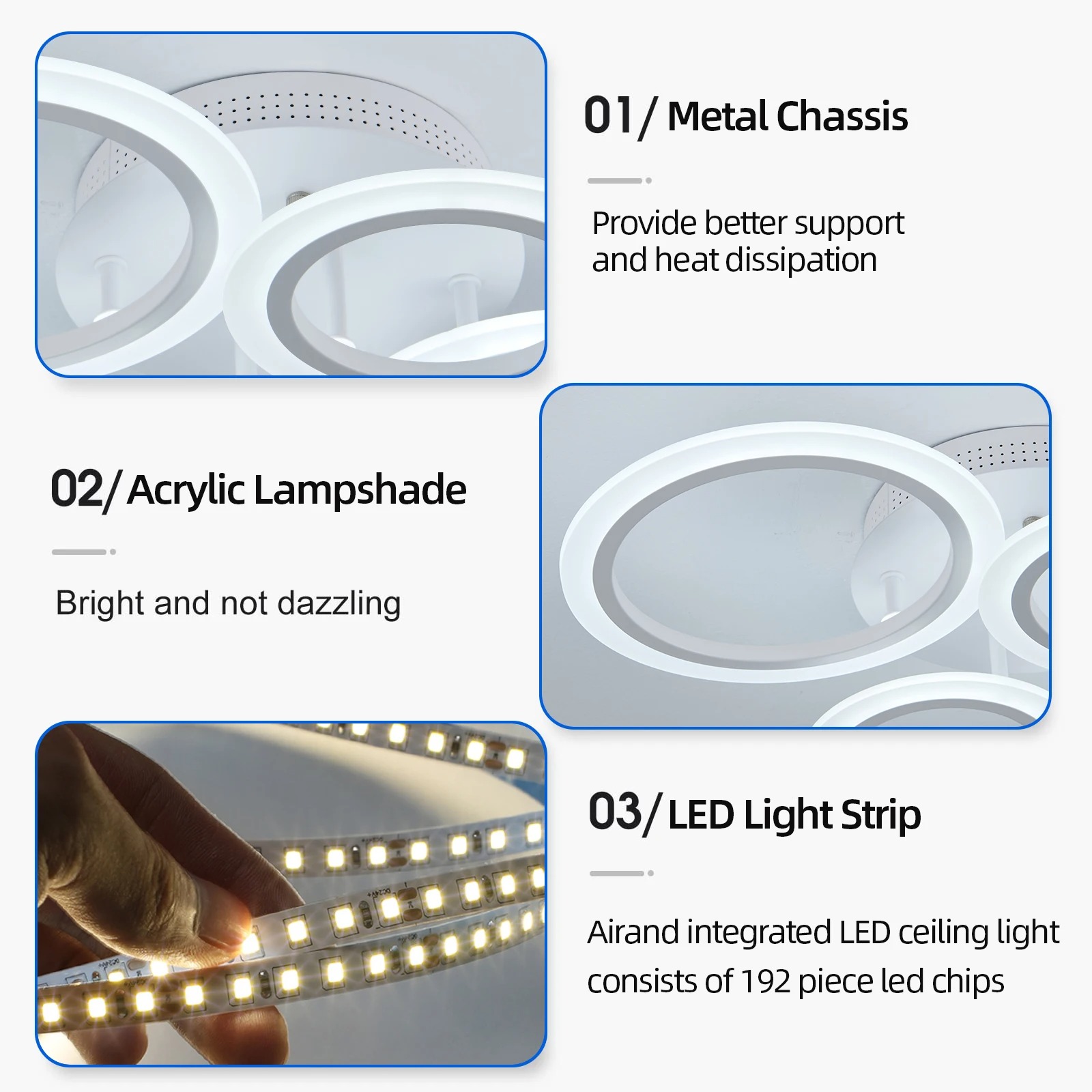Moderne ledet-taklampe lysekrone akryl baderomslys glans stuearmaturer til taklampe hjeminnredning belysning