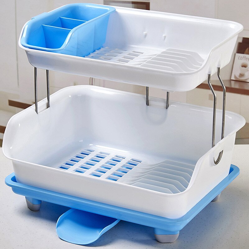 Kitchen Double-layer Drain Bowl Rack 2-layer Rack Tableware Storage Rack Dish Plastic Rack Product Multi-function: A2