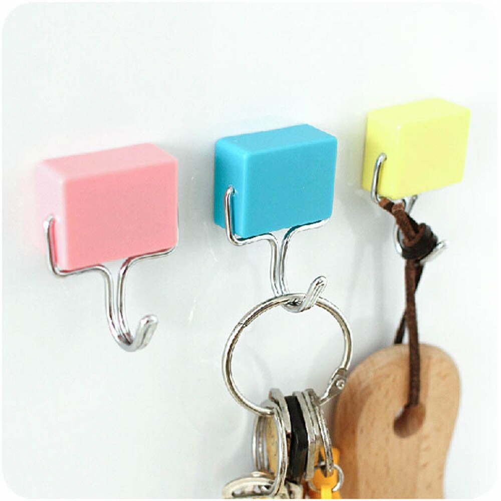 Magnet+Plastic+Stainless Steel Tools Magnetic Hooks School Locker Hook Refrigerator Hanger Snap Hook 3.5*5.5*3cm#w
