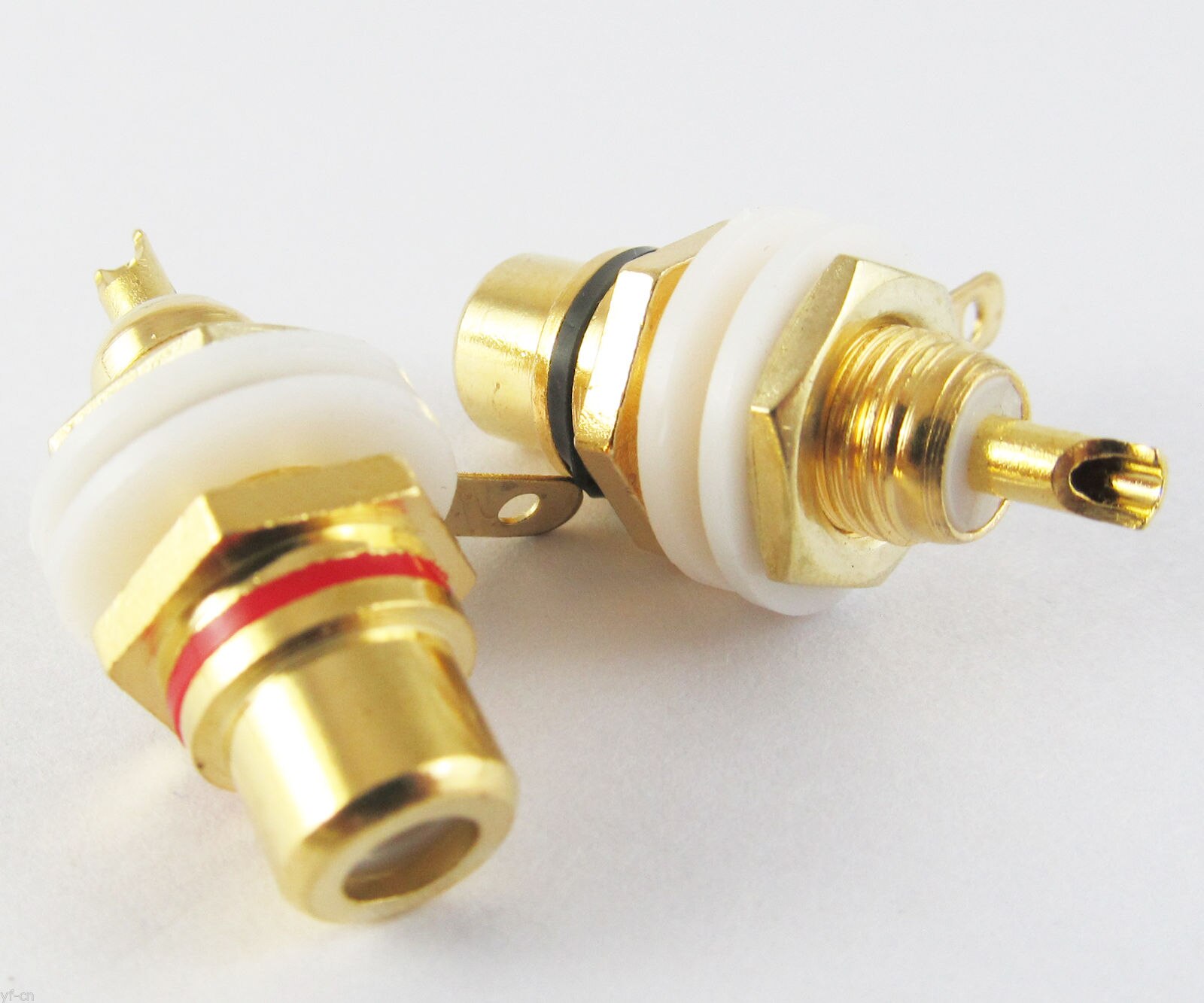 1 pair Gold RCA JACK Female PANEL MOUNT Audio/Video Connector Adapter Red & Black