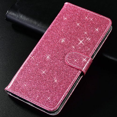 Étui portefeuille en cuir à rabat magnétique pour zte blade  a5 , avec support, housse de protection pour téléphone portable  a5: Paillettes roses