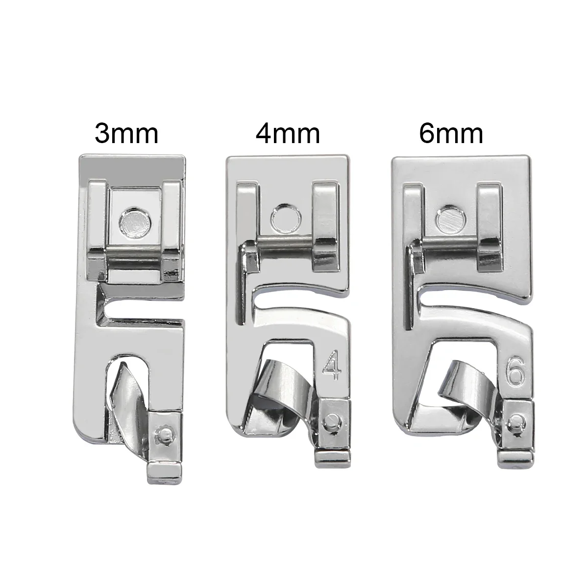 Accesorios de costura para máquina de coser, dobladillo enrollado estrecho, juego de prensatelas, herramientas de costura para el hogar, aro de bordado, 1/3 Uds., 3mm/4mm/6mm