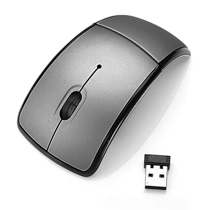 2.4G Wireless Mouse Foldable USB Receiver Folding Optical Mouse/Mice Wireless Computer For PC Laptop Win7/8/10/XP/Vista: Grey