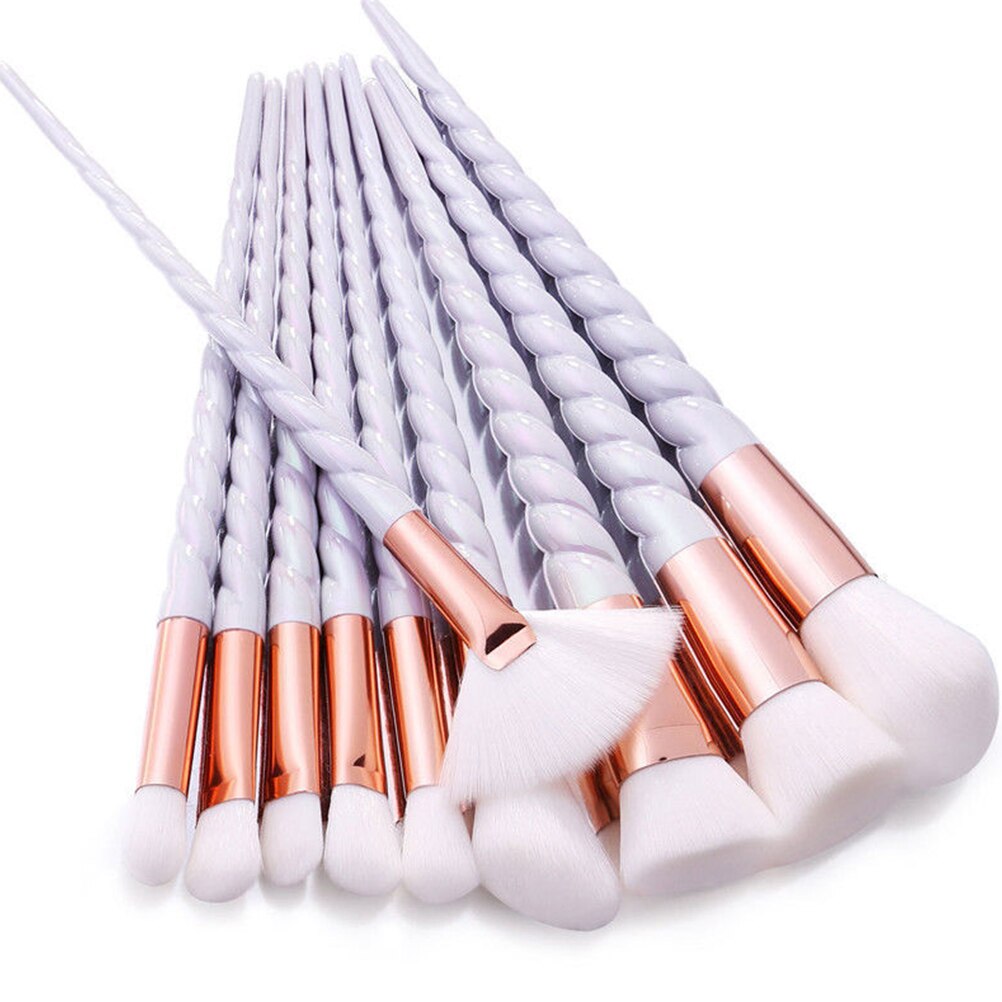 Set van s 10 make-upkwasten voor dames, spiraalvormige draad, wenkbrauw- en eyelinerkwasten, foundationkwasten en kwastenset