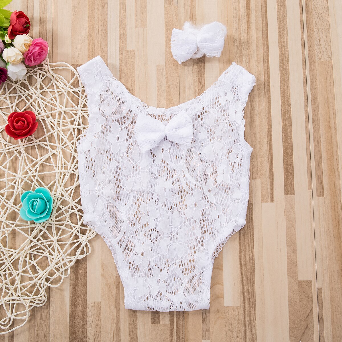 Appena nato Del Bambino Dei Ragazzi Delle Ragazze Del Crochet Del Knit Del Cappello Pagliaccetto Foto Fotografia Props Outfit: White
