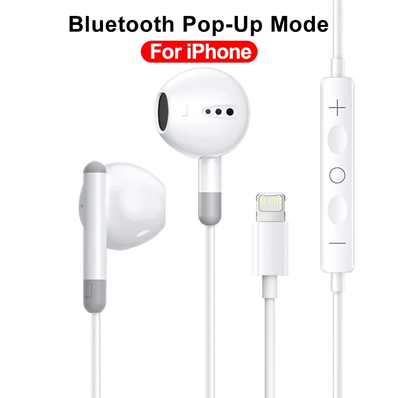 Für Apple iPhone 14 Beleuchtung Kopfhörer 13 12 11 Pro Max XR XS X SE 7 8 6 Plus Bluetooth In Ohr Wired Ohrhörer Telefon Zubehör: WHITE